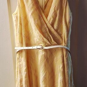 Tommy Hilfiger Yellow Check Midi Dress